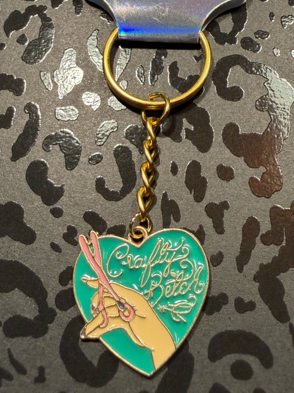Handmade Crafty B Keychain Knitting Crochet Funny Gift Yarn Lover Charm